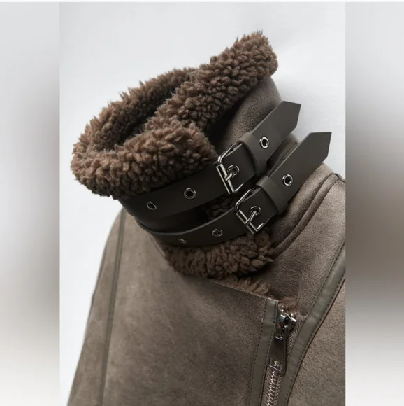 NWT ZARA DOUBLE FACED FAUX SHEARLING FUR JACKET - Picture 9 of 16